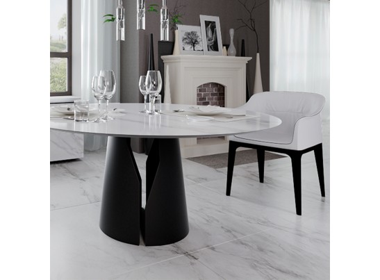 Стол Giano диам.100см, керамогранит чёрный мрамор в Кургане