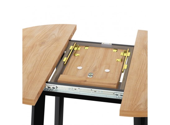 Стол Next круглый раскладной 90-120x90x76,5см, Дуб Навара, чёрный в Кургане