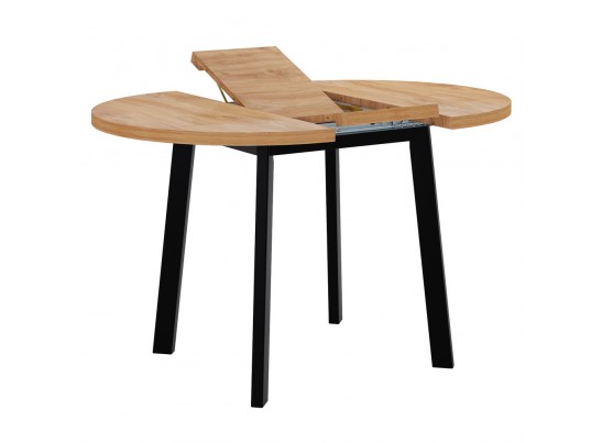 Стол Next круглый раскладной 90-120x90x76,5см, Дуб Навара, чёрный в Кургане
