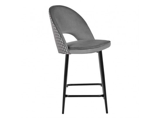 Стул полубарный Leo тёмно-серый с жаккардом, с поворотным механизмом в Кургане