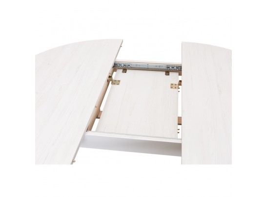 Стол Oslo круглый раскладной 110-140x110x76см, Сосна Рандерс структурное, белый в Кургане