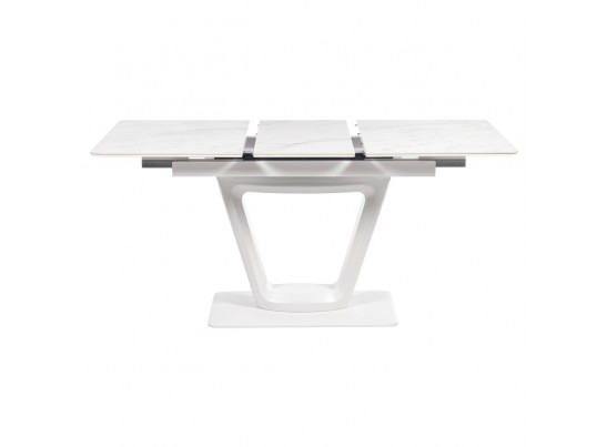 Стол Flame раскладной 116-155x80x76см, керамогранит белый мрамор, белый в Кургане
