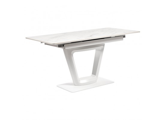 Стол Flame раскладной 116-155x80x76см, керамогранит белый мрамор, белый в Кургане