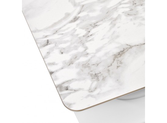 Стол Flame раскладной 116-155x80x76см, керамогранит белый мрамор, белый в Кургане