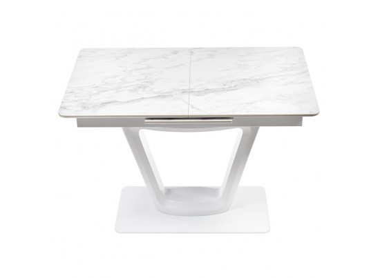 Стол Flame раскладной 116-155x80x76см, керамогранит белый мрамор, белый в Кургане