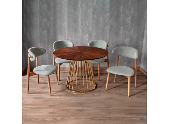 Стул Lucas тёмно-серый букле с ножками цвета орех в Кургане