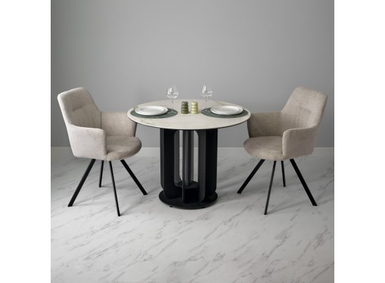 Стол Korfu диам.100см, керамогранит светлый мрамор в Кургане