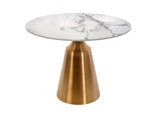 Стол Yoda диам.100см, керамогранит белый мрамор в Кургане