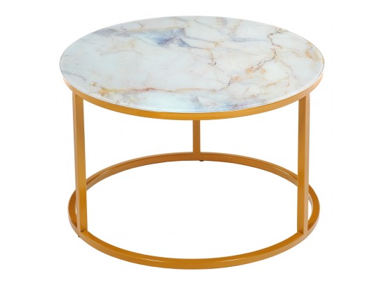 Набор кофейных столиков Tango бежевый мрамор с ножками матовое золото, 2шт в Кургане