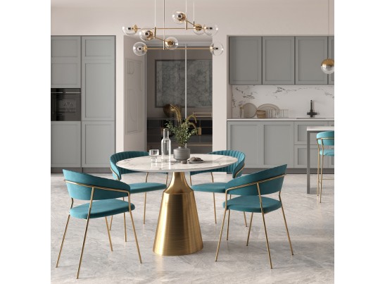 Комплект из 4-х стульев Turin бирюзовый с золотыми ножками в Кургане