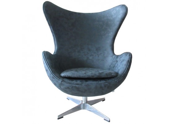 Кресло EGG CHAIR черный матовый с эффектом состаренная кожа в Кургане