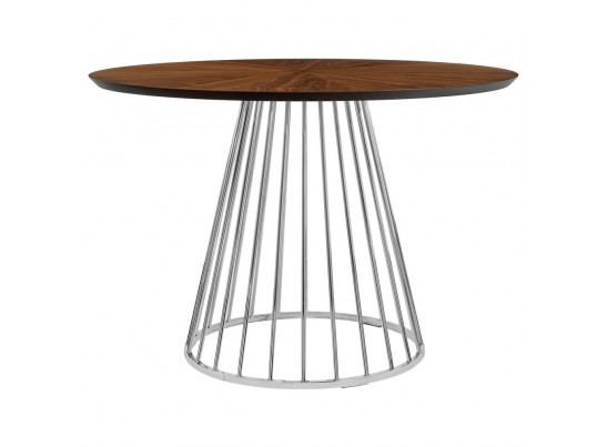 Стол Liverpool диам.110см, шпон орех лучевой набор, с хромированными ножками в Кургане