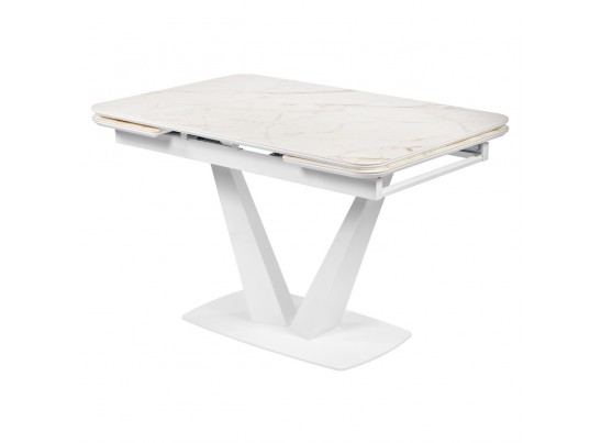 Стол Vito раскладной 120-184x80x75см, керамогранит белый мрамор, белый в Кургане