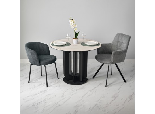 Стол Korfu диам.100см, керамогранит светлый мрамор в Кургане