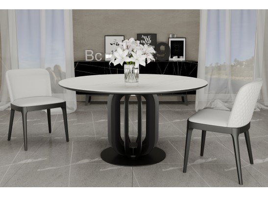 Стол Korfu диам.100см, керамогранит светлый мрамор в Кургане