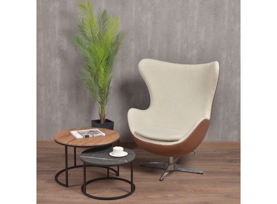 Кресло EGG STYLE CHAIR коричневый, экокожа в Кургане