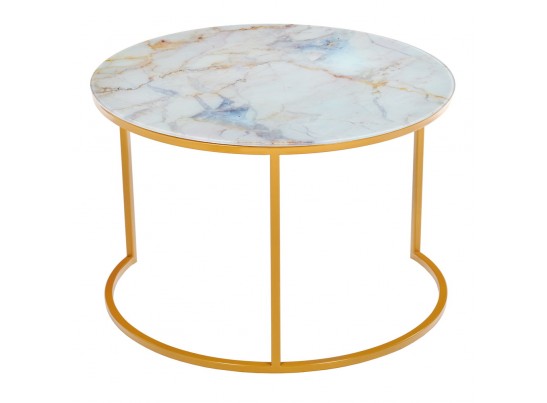 Набор кофейных столиков Tango бежевый мрамор с ножками матовое золото, 2шт в Кургане