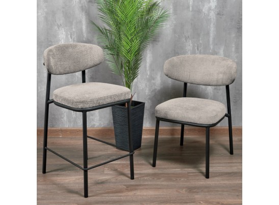 Стул полубарный Lucas 2 латте шенилл с чёрными ножками в Кургане