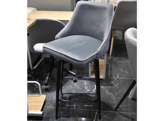 Стул полубарный Dave серый с жаккардом, с поворотным механизмом в Кургане