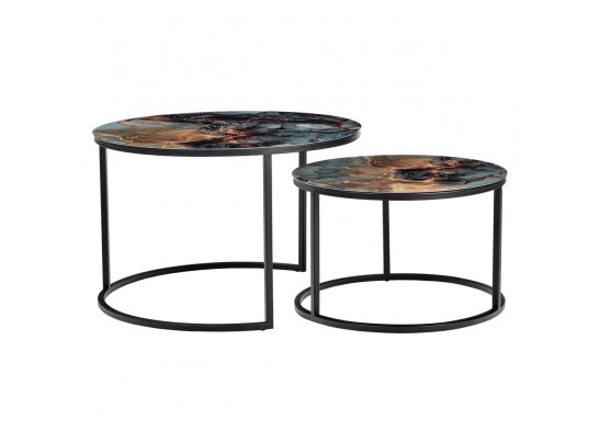 Набор кофейных столиков Tango космический с чёрными ножками, 2шт в Кургане