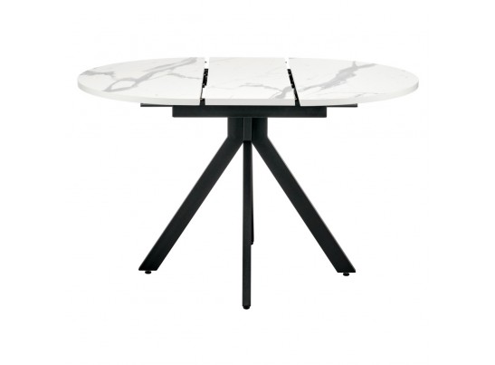 Стол Rudolf круглый раскладной 90-120x90x75см, белый мрамор, чёрный в Кургане