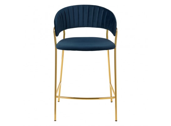 Стул полубарный Turin синий с золотыми ножками в Кургане
