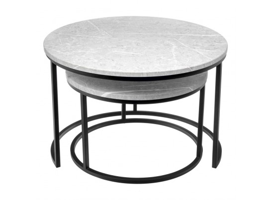 Набор кофейных столиков Tango светло-серый мрамор с чёрными ножками, 2шт в Кургане