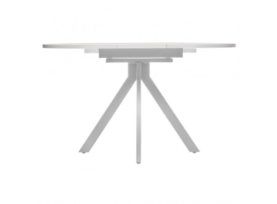 Стол Rudolf круглый раскладной 100-130x100x75см, белый мрамор, белый в Кургане