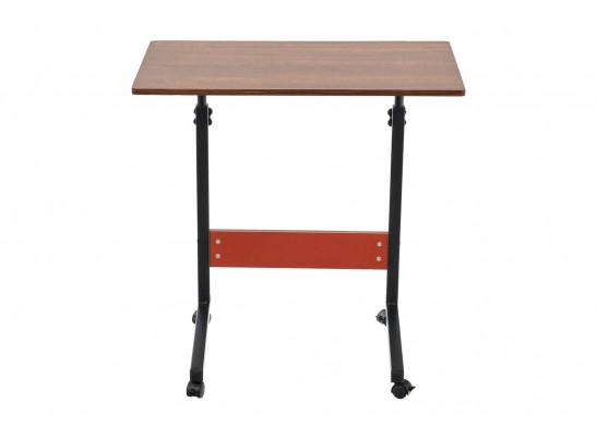 Стол многофункциональный на колесах, 60x40 см, «РОЛЛ», 2 ножки, регул.высота, мдф, металл, тёмн. дерево, черный в Кургане