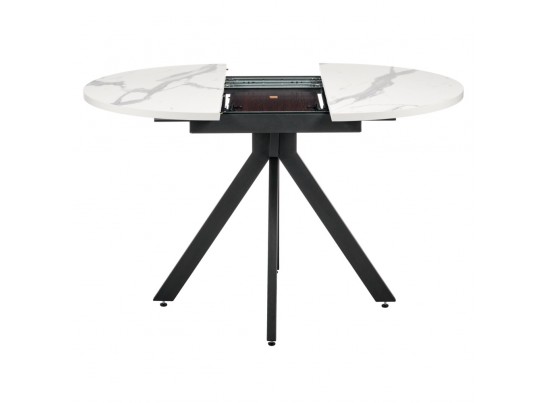 Стол Rudolf круглый раскладной 90-120x90x75см, белый мрамор, чёрный в Кургане
