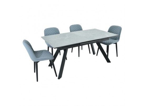 Стол Adam раскладной 140-190x90x75см, керамогранит серый мрамор, чёрный в Кургане