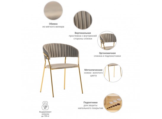 Комплект из 4-х стульев Turin латте с золотыми ножками в Кургане