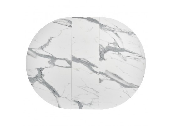 Стол Rudolf круглый раскладной 100-130x100x75см, белый мрамор, белый в Кургане