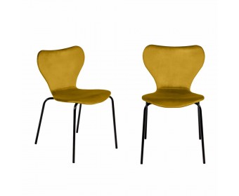 Комплект из 2-х стульев Seven Style горчичный велюр с чёрными ножками