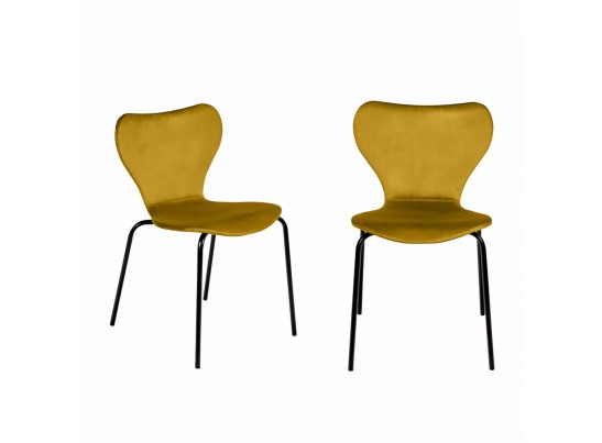 Комплект из 2-х стульев Seven Style горчичный велюр с чёрными ножками