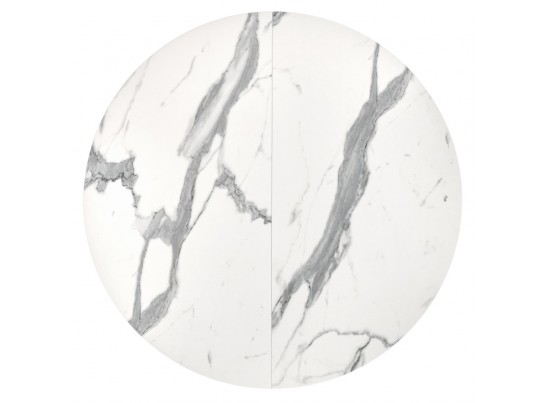 Стол Rudolf круглый раскладной 90-120x90x75см, белый мрамор, чёрный в Кургане