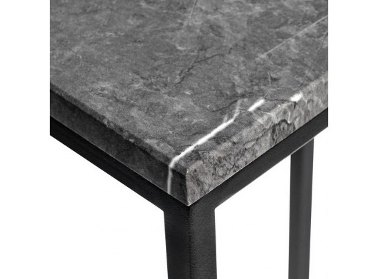 Придиванный столик Loft 50x30см, серый мрамор с чёрными ножками в Кургане