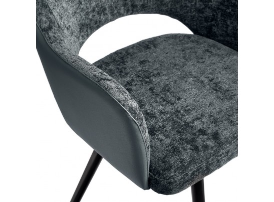 Стул Bruno серый шенилл с экокожей с поворотным механизмом в Кургане