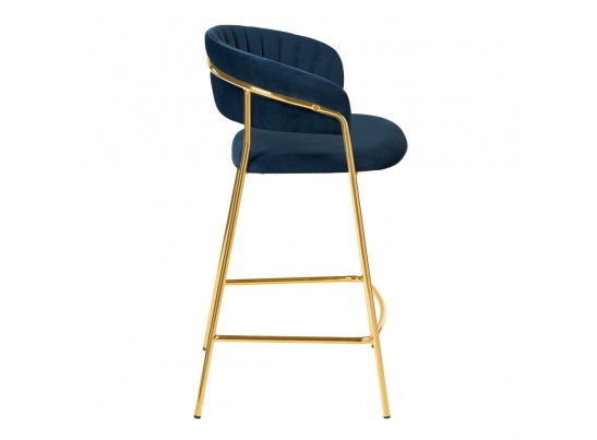 Комплект из 2-х стульев полубарных Turin синий с золотыми ножками в Кургане