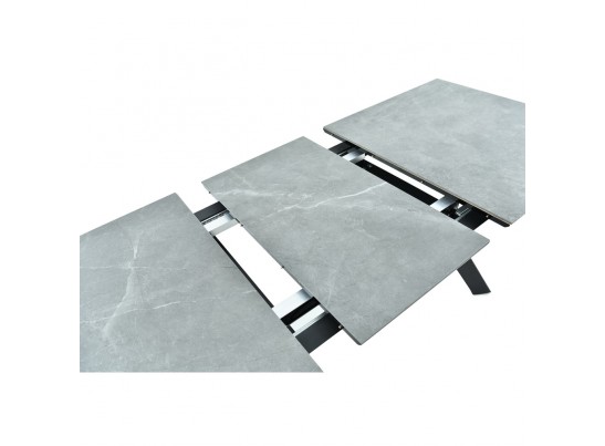 Стол Adam раскладной 140-190x90x75см, керамогранит серый мрамор, чёрный в Кургане