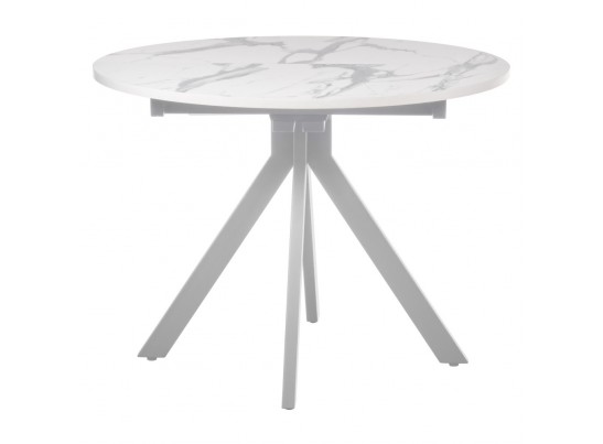 Стол Rudolf круглый раскладной 100-130x100x75см, белый мрамор, белый в Кургане