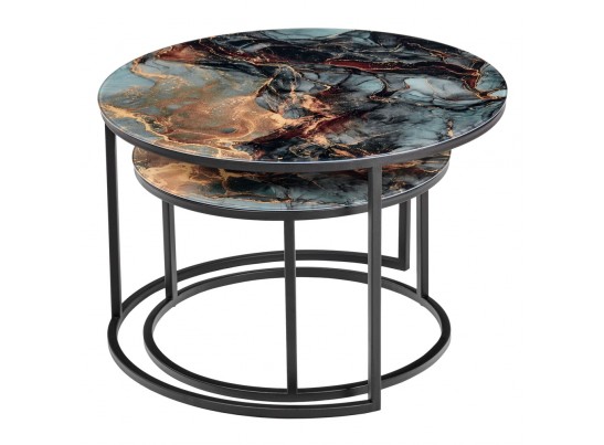 Набор кофейных столиков Tango космический с чёрными ножками, 2шт в Кургане