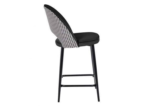 Стул полубарный Leo чёрный с жаккардом, с поворотным механизмом в Кургане