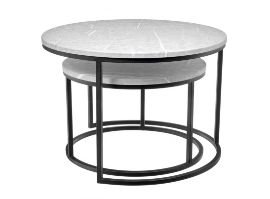 Набор кофейных столиков Tango светло-серый мрамор с чёрными ножками, 2шт в Кургане