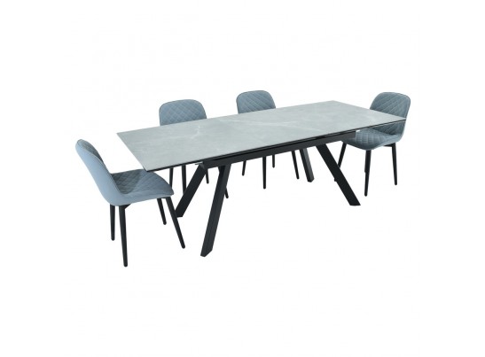 Стол Adam раскладной 140-190x90x75см, керамогранит серый мрамор, чёрный в Кургане