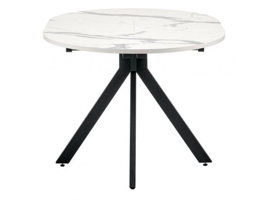 Стол Rudolf круглый раскладной 90-120x90x75см, белый мрамор, чёрный в Кургане
