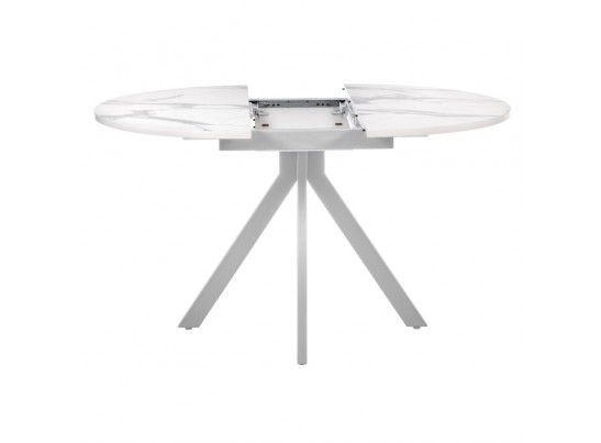 Стол Rudolf круглый раскладной 100-130x100x75см, белый мрамор, белый в Кургане