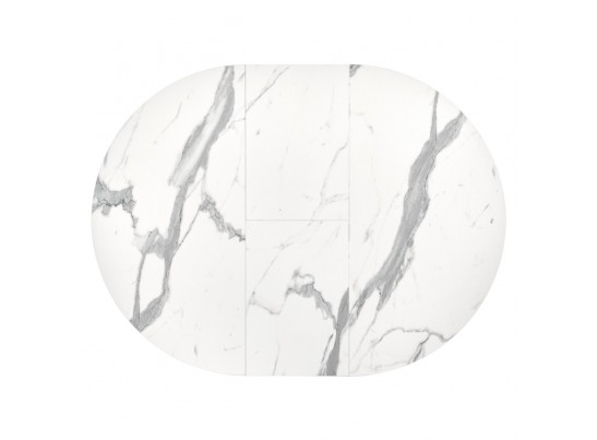 Стол Rudolf круглый раскладной 90-120x90x75см, белый мрамор, чёрный в Кургане