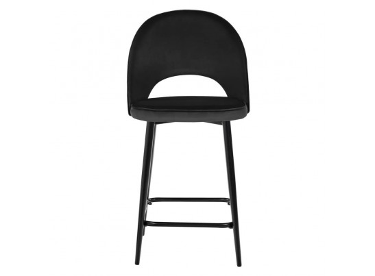 Стул полубарный Leo чёрный с жаккардом, с поворотным механизмом в Кургане