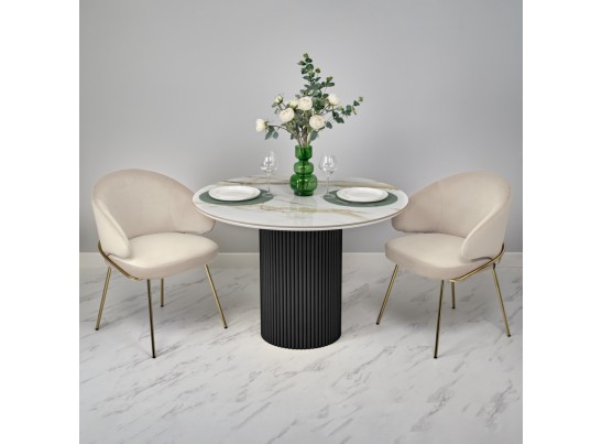 Стол Aura D110, керамогранит Calacatte gold мрамор, чёрный в Кургане